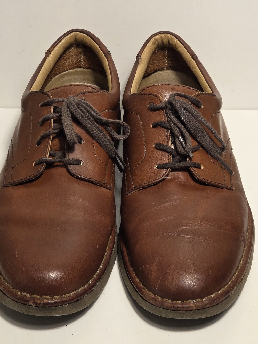 Rockport Brown Leather Derby Shoes with Gray Laces